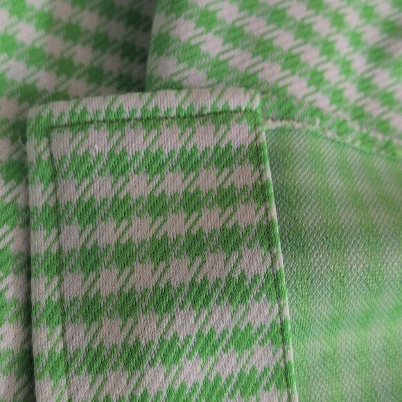 Women's 70s Vintage 3 Piece Polyester Green & White Checkered Leisure Suit Set - Picture 13 of 13
